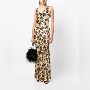 De La Vali Colombina floral-print satin dress